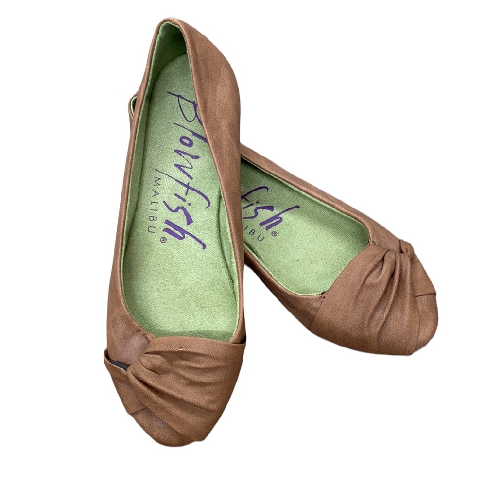 Faux Leather Blowfish Flats, Tan Size 7